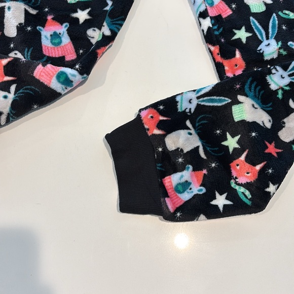 Women’s Joyspun Pajama Pants Black Whimsical Design Fuzzy Drawstring Waist S - Picture 6 of 13